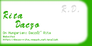 rita daczo business card